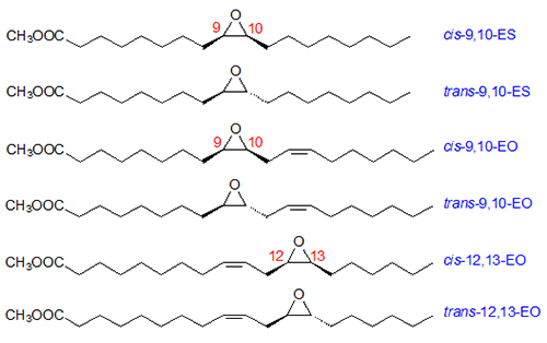 Monoepoxides obtained from oleic and linoleic acids