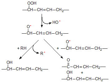Formation of secondary oxidation products containing hydroxy and keto functions