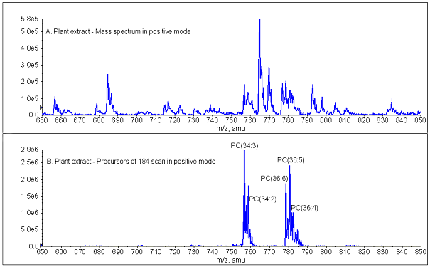 Mass spectra of plant extracts